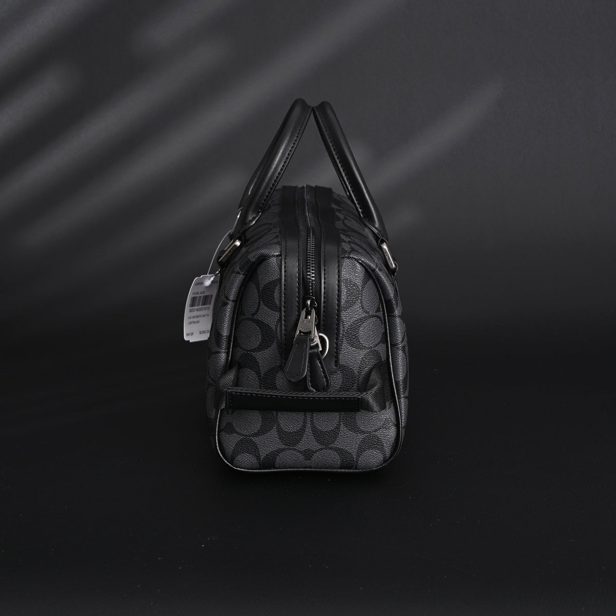 Coach Signature Duffel Bag – Black Monogram Canvas with Leather Trim